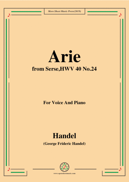 Handel Arie From Serse Hwv 40 No 24 For Voice Piano Sheet Music