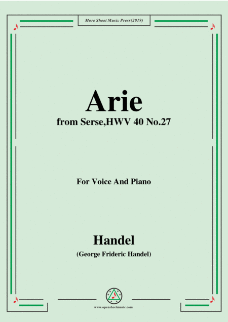 Handel Arie From Serse Hwv 40 No 27 For Voice Piano Sheet Music