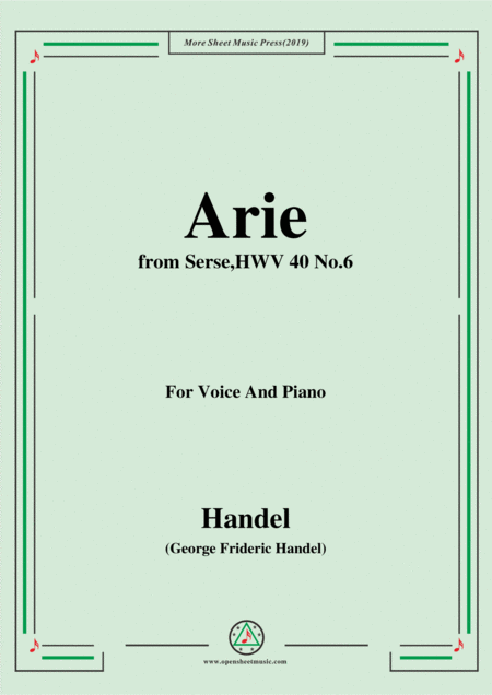 Free Sheet Music Handel Arie From Serse Hwv 40 No 6 For Voice Piano