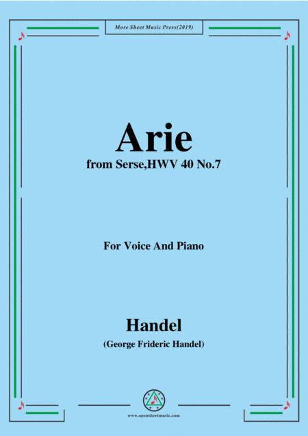 Free Sheet Music Handel Arie From Serse Hwv 40 No 7 For Voice Piano