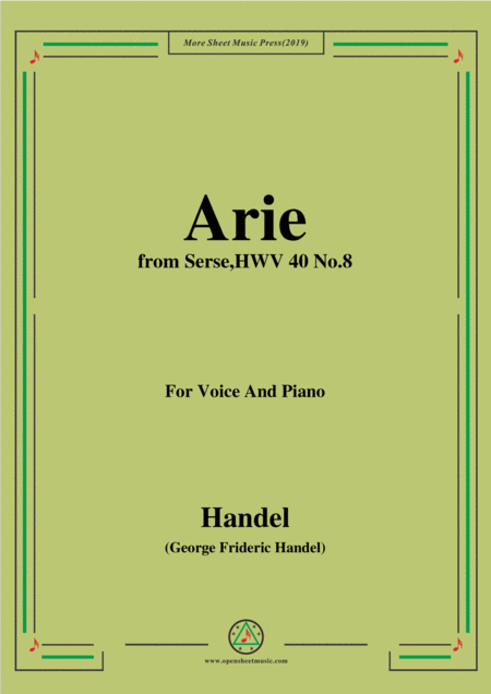 Free Sheet Music Handel Arie From Serse Hwv 40 No 8 For Voice Piano