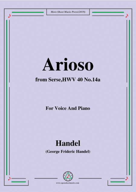 Handel Arioso From Serse Hwv 40 No 14a For Voice Piano Sheet Music