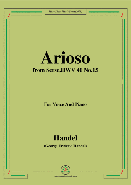 Free Sheet Music Handel Arioso From Serse Hwv 40 No 15 For Voice Piano