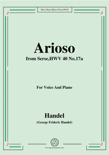 Free Sheet Music Handel Arioso From Serse Hwv 40 No 17a For Voice Piano