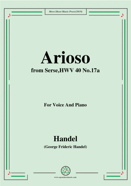 Handel Arioso From Serse Hwv 40 No 17a For Voice Piano Sheet Music