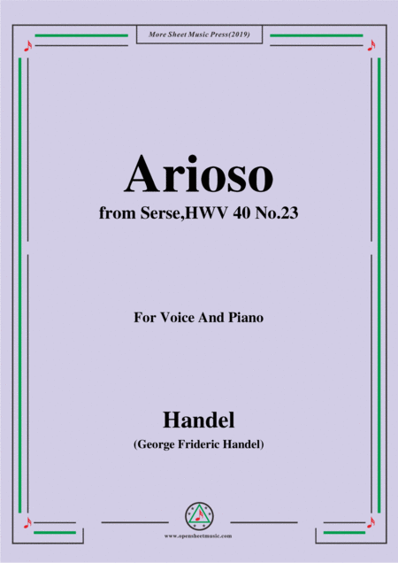 Free Sheet Music Handel Arioso From Serse Hwv 40 No 23 For Voice Piano