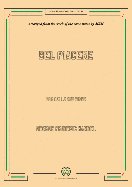 Free Sheet Music Handel Bel Piacere For Cello And Piano