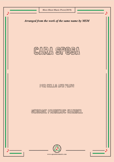 Handel Cara Sposa For Cello And Piano Sheet Music