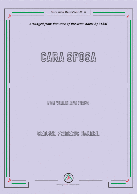 Handel Cara Sposa For Violin And Piano Sheet Music