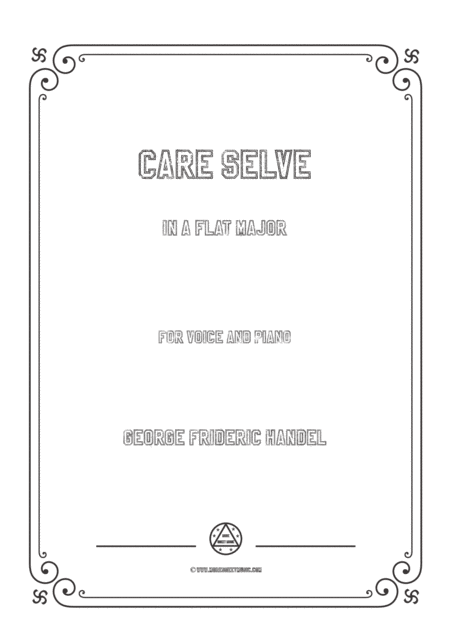 Free Sheet Music Handel Care Selve In A Flat Major For Voice And Piano