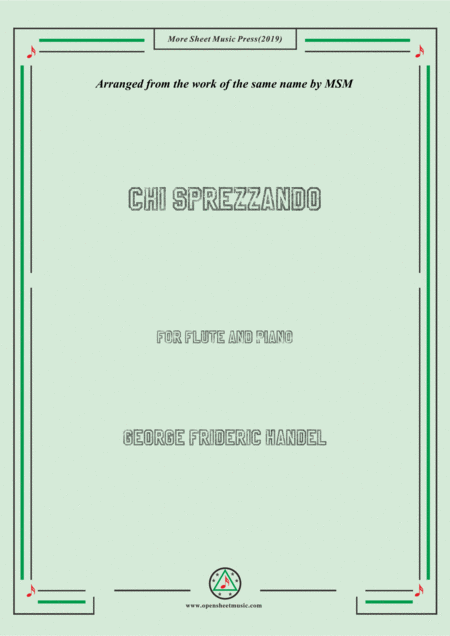 Free Sheet Music Handel Chi Sprezzando For Flute And Piano