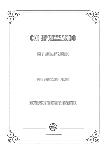 Free Sheet Music Handel Chi Sprezzando In F Sharp Minor For Voice And Piano