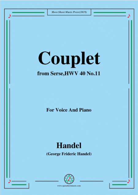 Free Sheet Music Handel Couplet From Serse Hwv 40 No 11 For Voice Piano