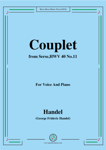 Handel Couplet From Serse Hwv 40 No 11 For Voice Piano Sheet Music