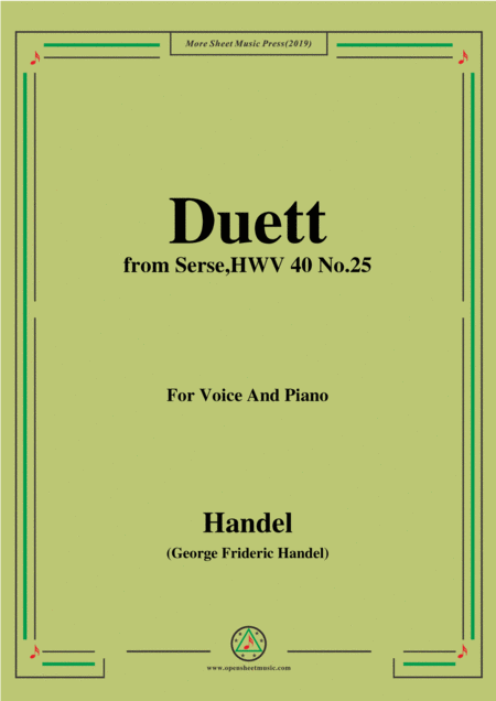 Free Sheet Music Handel Duett From Serse Hwv 40 No 25 For Voice Piano