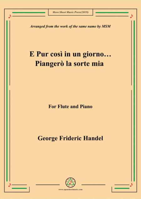 Handel E Pur Cos In Un Giorno Pianger La Sorte Mia For Flute And Piano Sheet Music