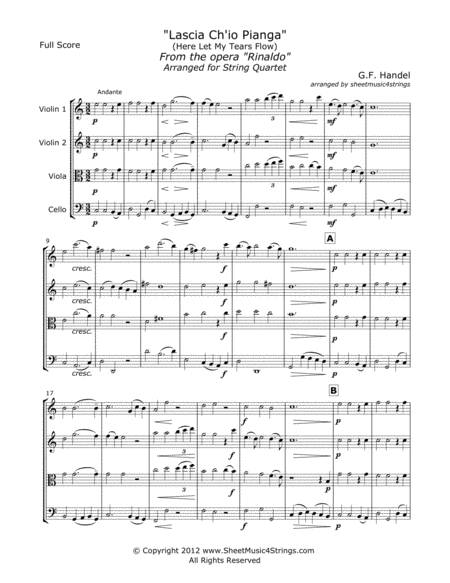 Free Sheet Music Handel G Rinaldo For String Quartet