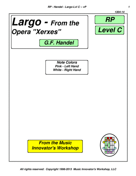 Free Sheet Music Handel Largo From The Opera Xerxes Key Map Tablature