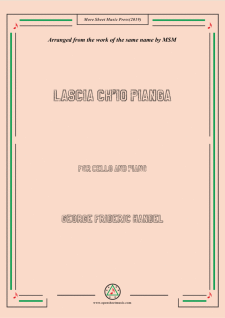 Handel Lascia Ch Io Pianga For Cello And Piano Sheet Music