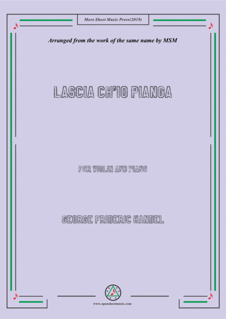 Free Sheet Music Handel Lascia Ch Io Pianga For Violin And Piano