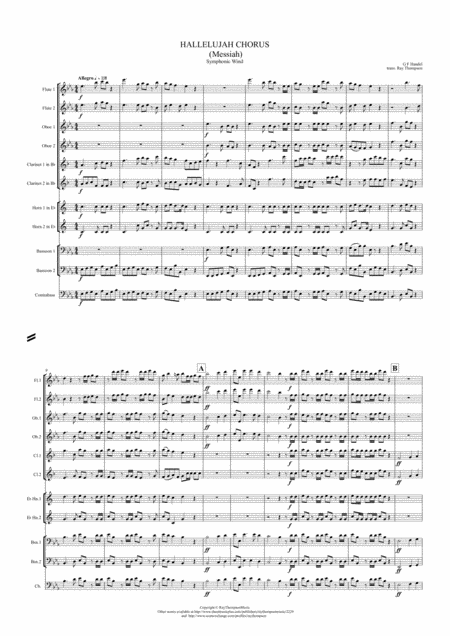 Handel Messiah Der Messias Hallelujah Chorus Transposed Into Eb Symphonic Wind Bass Sheet Music