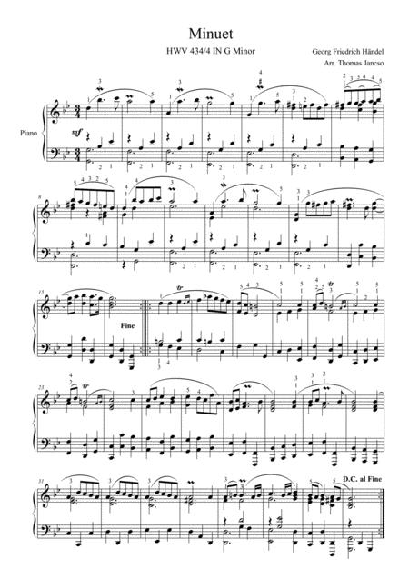 Handel Minuet In G Minor Sheet Music