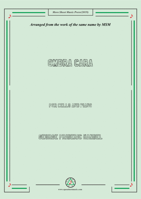 Free Sheet Music Handel Ombra Cara For Cello And Piano