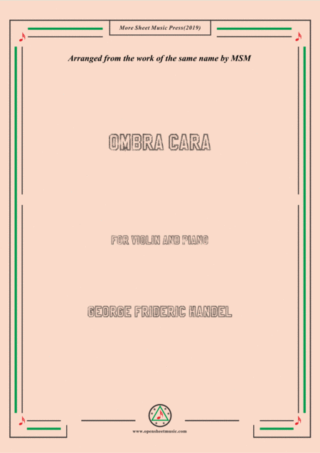Free Sheet Music Handel Ombra Cara For Violin And Piano