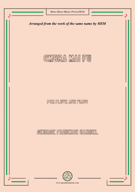 Handel Ombra Mai Fu For Flute And Piano Sheet Music