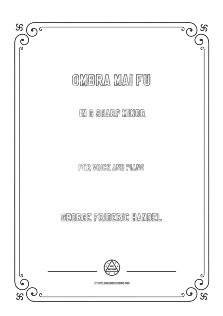 Handel Ombra Mai Fu In G Sharp Minor For Voice And Piano Sheet Music