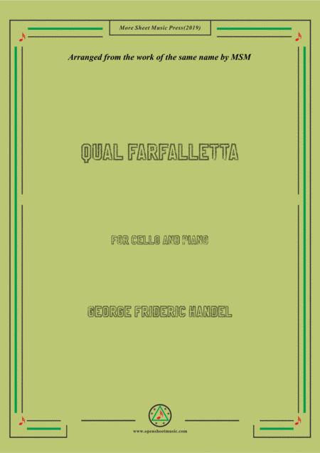 Handel Qual Farfalletta For Cello And Piano Sheet Music