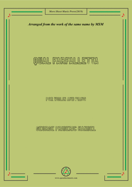 Free Sheet Music Handel Qual Farfalletta For Violin And Piano