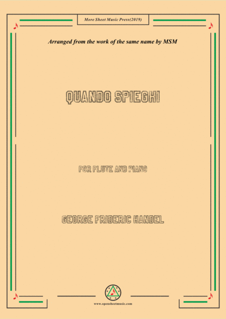 Handel Quando Spieghi For Flute And Piano Sheet Music