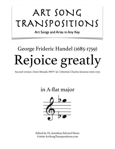 Handel Rejoice Greatly Transposed To A Flat Major Sheet Music