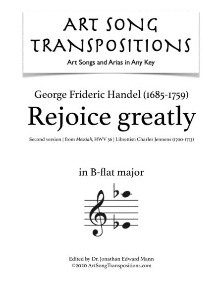 Handel Rejoice Greatly Transposed To B Flat Major Sheet Music