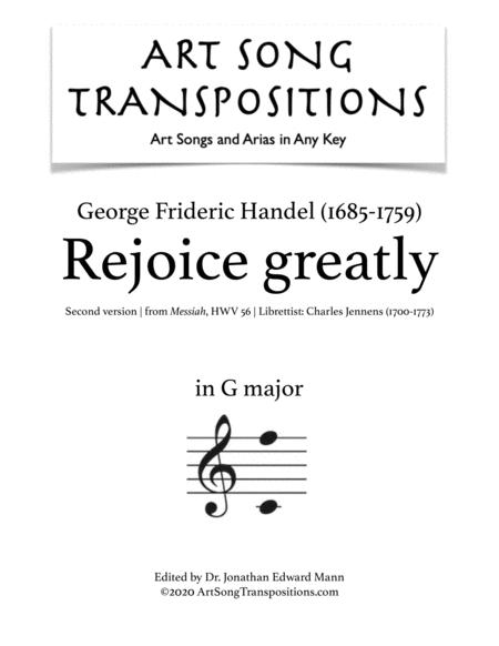 Handel Rejoice Greatly Transposed To G Major Sheet Music