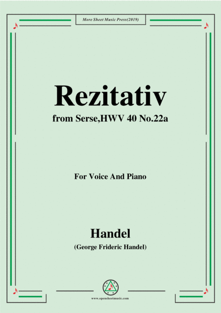 Handel Rezitativ From Serse Hwv 40 No 22a For Voice Piano Sheet Music