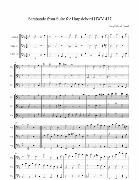 Free Sheet Music Handel Sarabande From Suite For Harpsichord Hwv 437