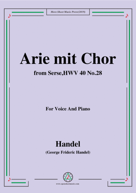 Free Sheet Music Handel Serse Hwv 40 No 29 For Voice And Piano