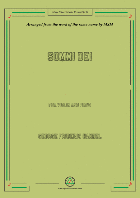 Handel Sommi Dei For Violin And Piano Sheet Music