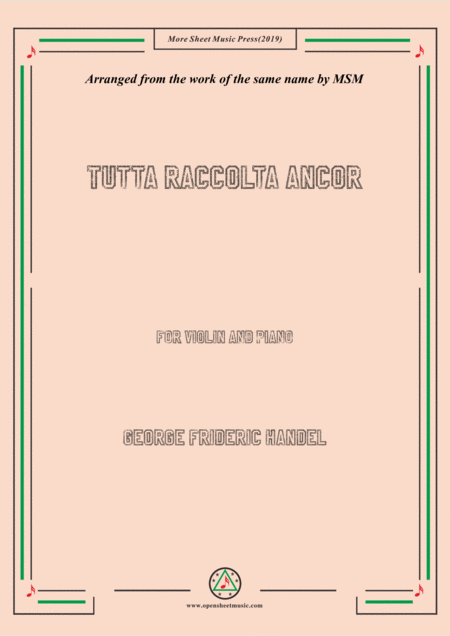 Handel Tutta Raccolta Ancor For Violin And Piano Sheet Music