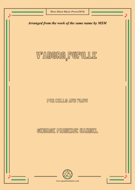 Handel V Adoro Pupille For Cello And Piano Sheet Music