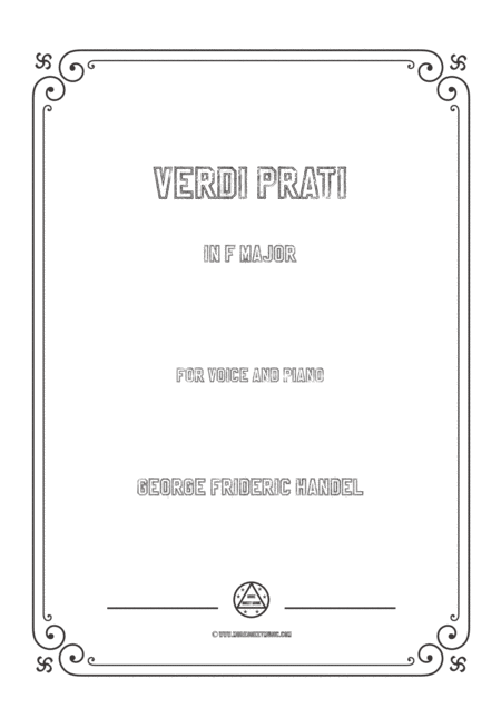 Handel Verdi Prati In F Major For Voice And Piano Sheet Music