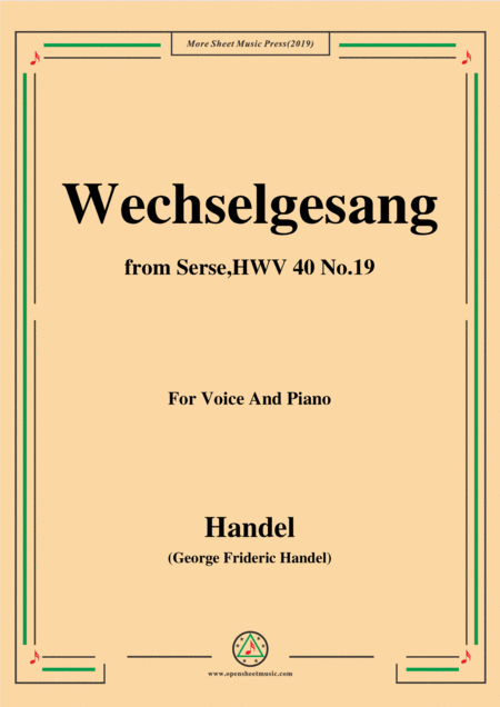 Handel Wechselgesang From Serse Hwv 40 No 19 For Voice Piano Sheet Music