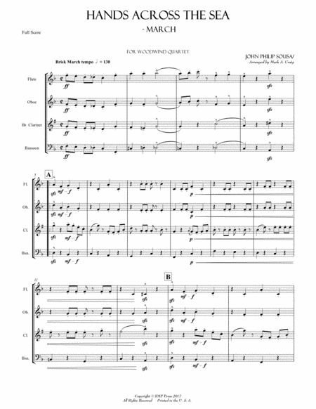 Free Sheet Music Hands Across The Sea March