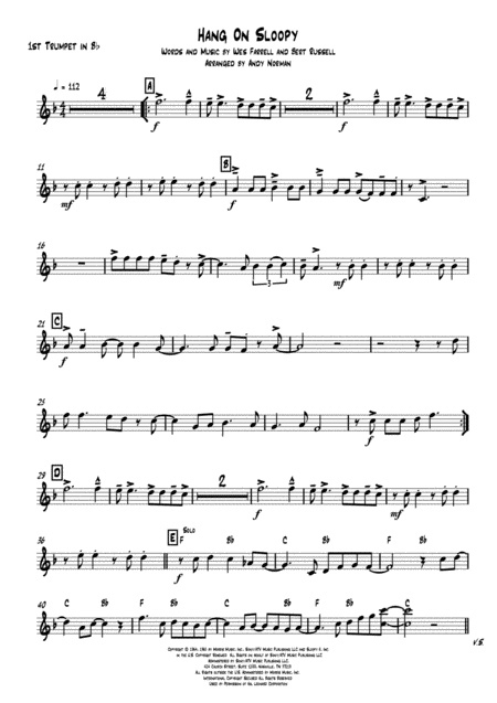 Hang On Sloopy Brass Quintet Sheet Music