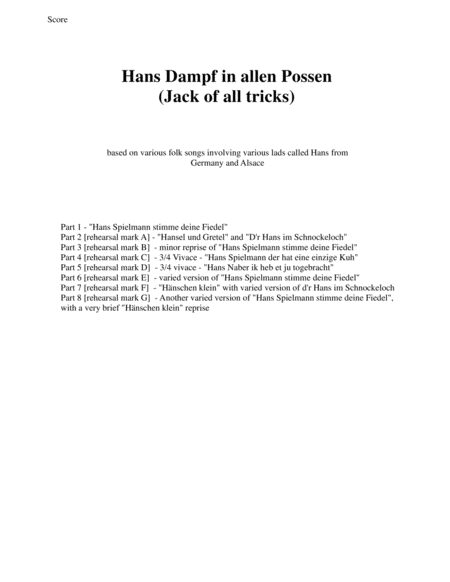 Free Sheet Music Hans Dampf In Allen Possen Jack Of All Tricks For Wind Trio Flute Oboe Bassoon