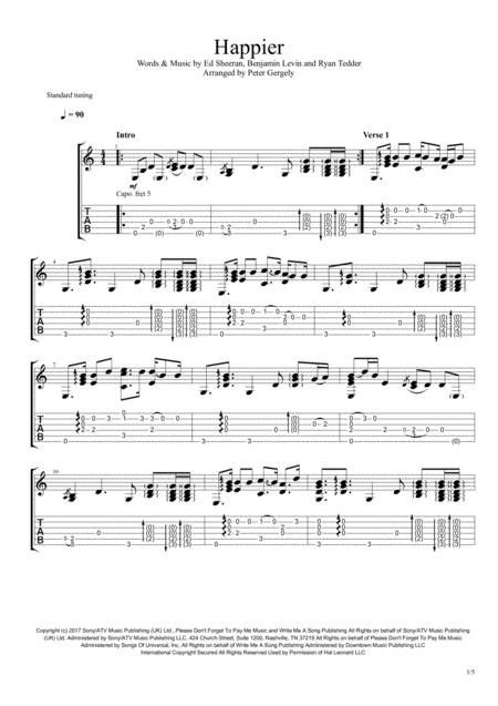 Happier Fingerstyle Guitar Sheet Music