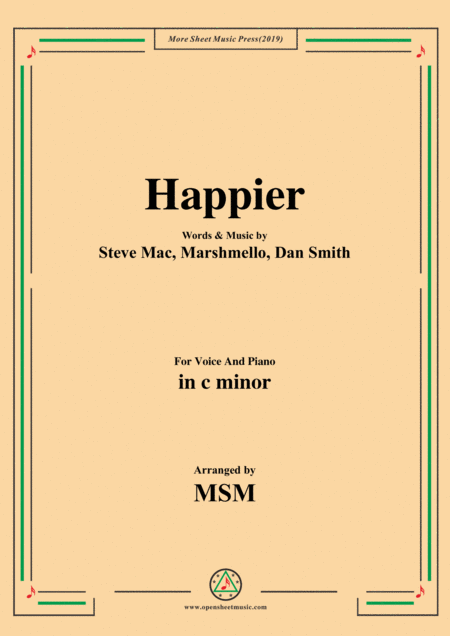 Happier In C Minor For Voice And Piano Sheet Music