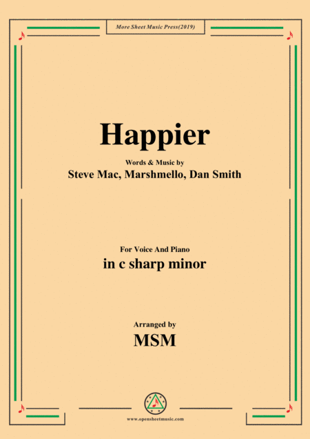 Happier In C Sharp Minor For Voice And Piano Sheet Music